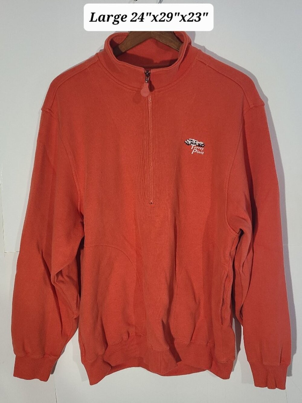 Monterey Club Torrey Pines Quarter‑Zip Orange Men's Large Golf Pullover